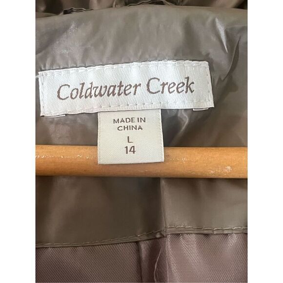 Coldwater Creek Down Filled Tan Light Weight High Warmth Puffer Jacket Sz 14 Col - Picture 5 of 6